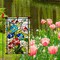 Spring Morning Glory Garden Flag – 12.5x18 Inch Double-Sided Outdoor Burlap Flag with Colorful Stained Glass Floral Design, Welcome Flag for Yard, Lawn, and Seasonal Decor